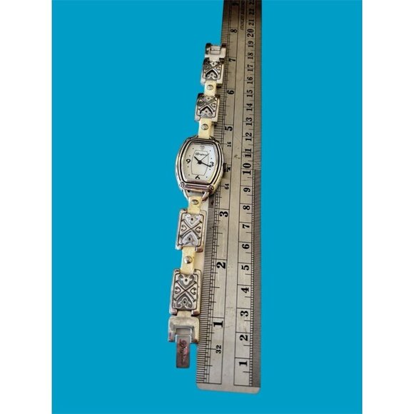 BRIGHTON Bismarck Silver & White Watch-Women’s-New Battery brighton tin included
